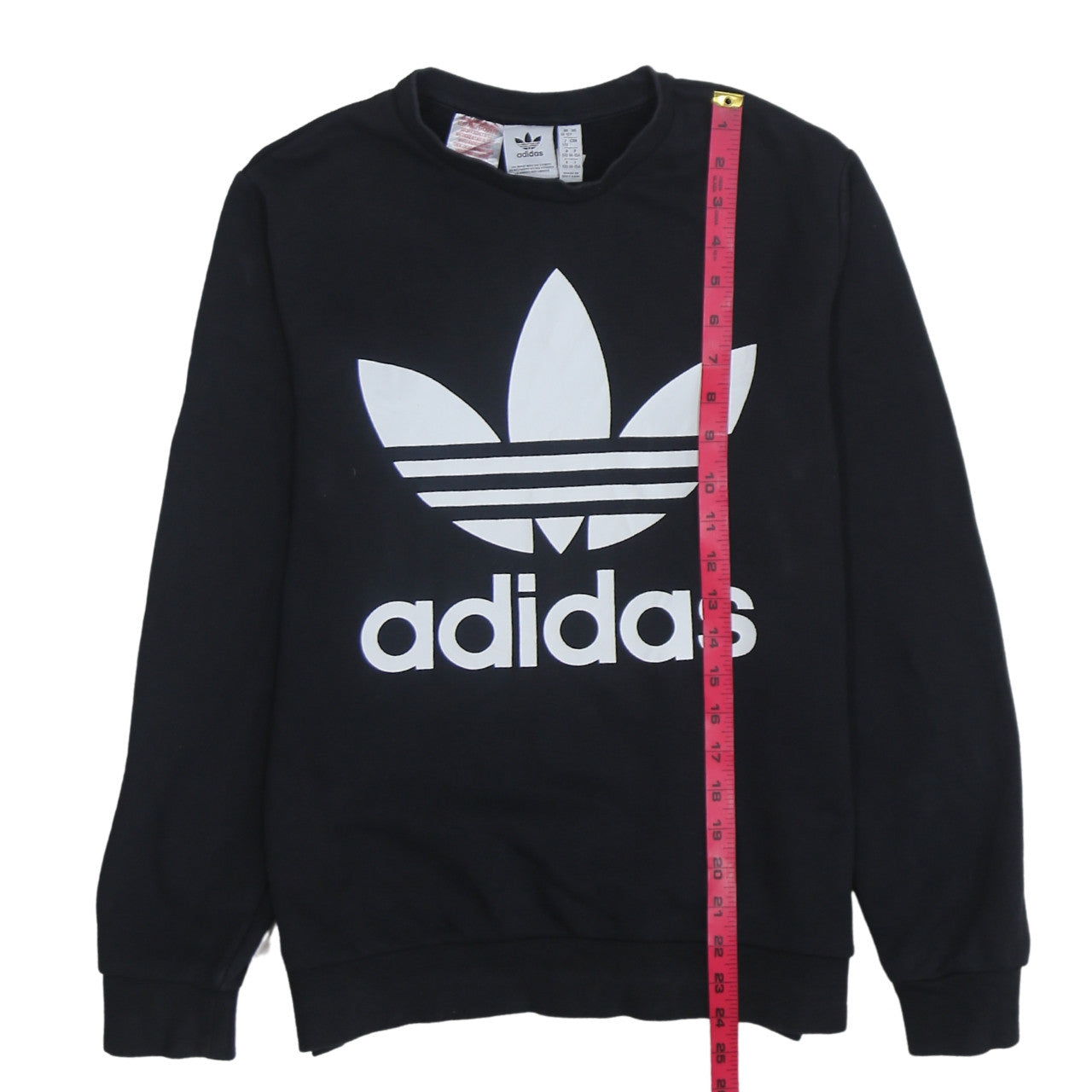 Adidas Boys Black Crew Neck Pullover Sweatshirt 14-15 Years Logo Print