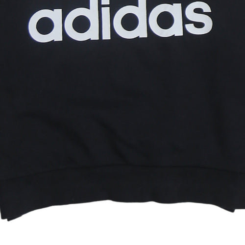 Adidas Boys Black Crew Neck Pullover Sweatshirt 14-15 Years Logo Print