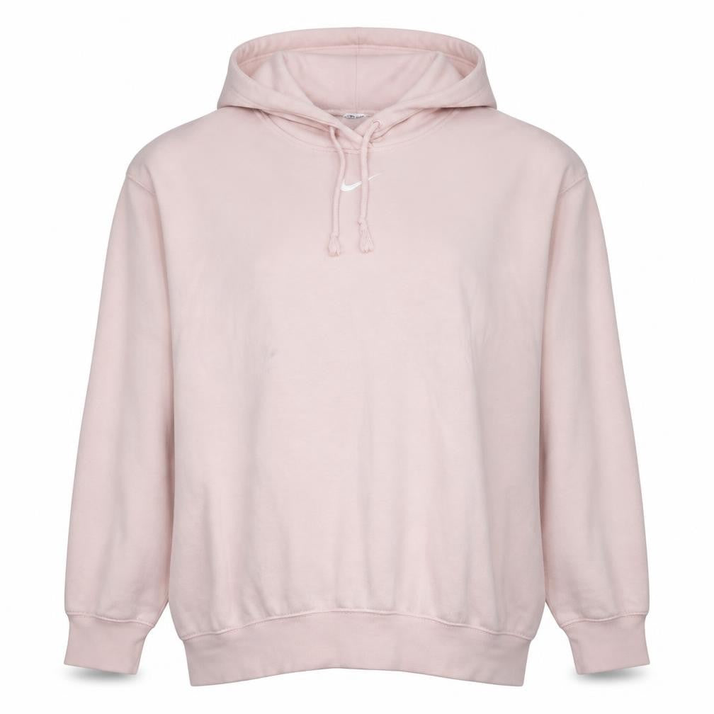 Front view of Nike women’s pink pullover hoodie m cotton blend casual sweatshirt