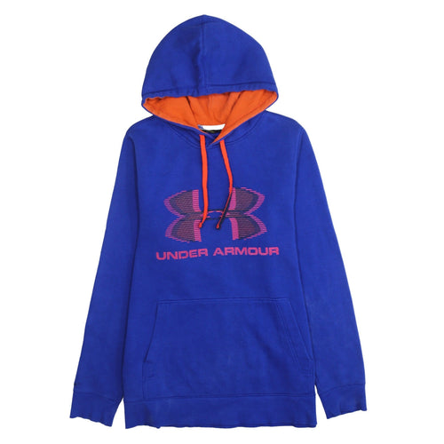 Under Armour Men's Blue Pullover Hoodie Size S Loose Fit Logo Fleece