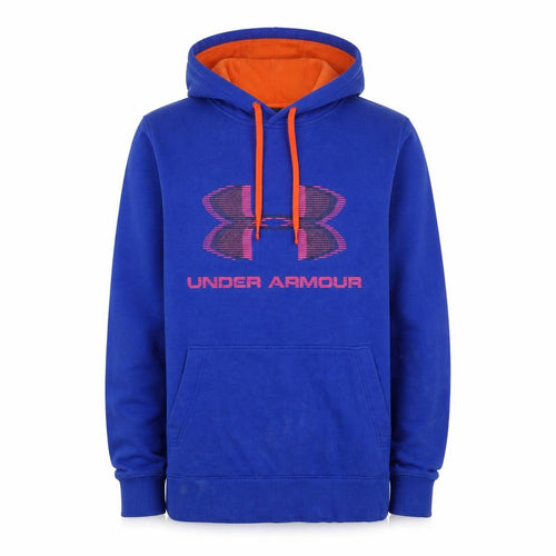 Under Armour Men's Blue Pullover Hoodie Size S Loose Fit Logo Fleece