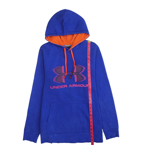 Under Armour Men's Blue Pullover Hoodie Size S Loose Fit Logo Fleece