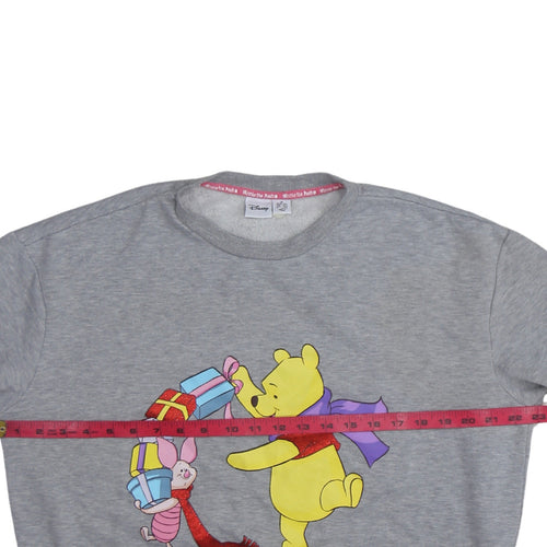 Disney Winnie the Pooh Grey Christmas Sweatshirt Women M 12/14