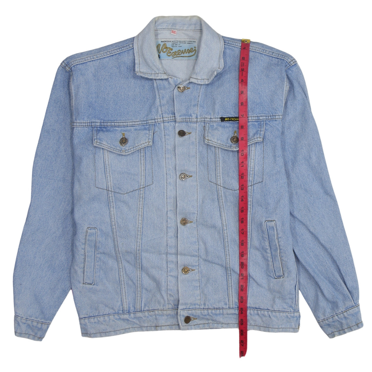 No Excuses Men's Blue Denim Jacket 2XL Classic 90s Style