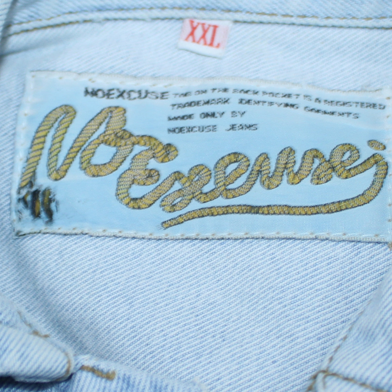 No Excuses Men's Blue Denim Jacket 2XL Classic 90s Style