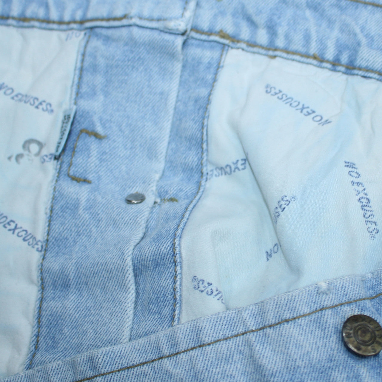 No Excuses Men's Blue Denim Jacket 2XL Classic 90s Style