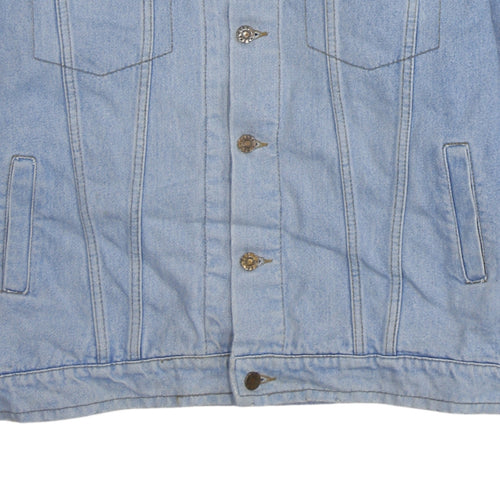 No Excuses Men's Blue Denim Jacket 2XL Classic 90s Style