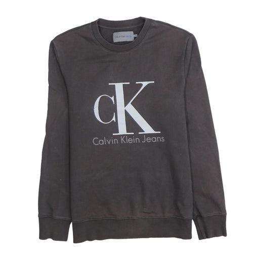Calvin Klein Jeans Men Brown Cotton Logo Sweatshirt Size S