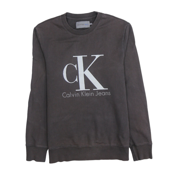 Calvin Klein Jeans Men Brown Cotton Logo Sweatshirt Size S