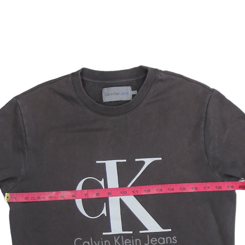 Calvin Klein Jeans Men Brown Cotton Logo Sweatshirt Size S