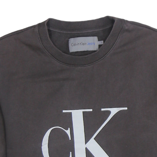 Calvin Klein Jeans Men Brown Cotton Logo Sweatshirt Size S