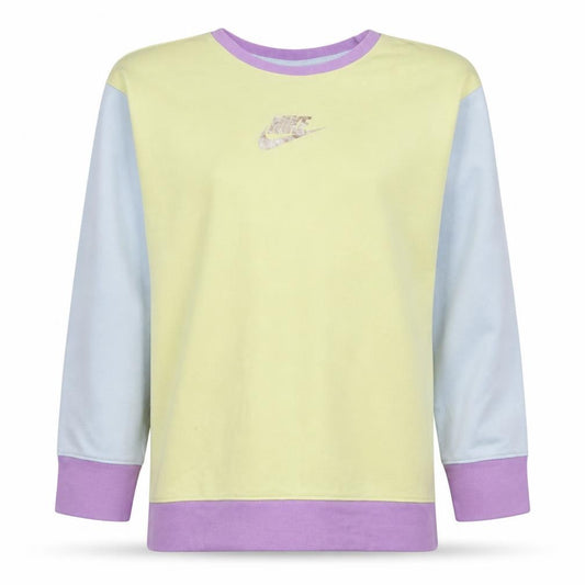 Front view of Nike girls’ multicoloured logo pullover sweatshirt, size 146, standard fit