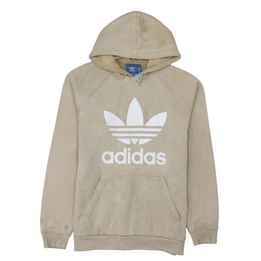 Adidas Men’s Beige Pullover Hoodie L Logo Graphic Cotton Blend