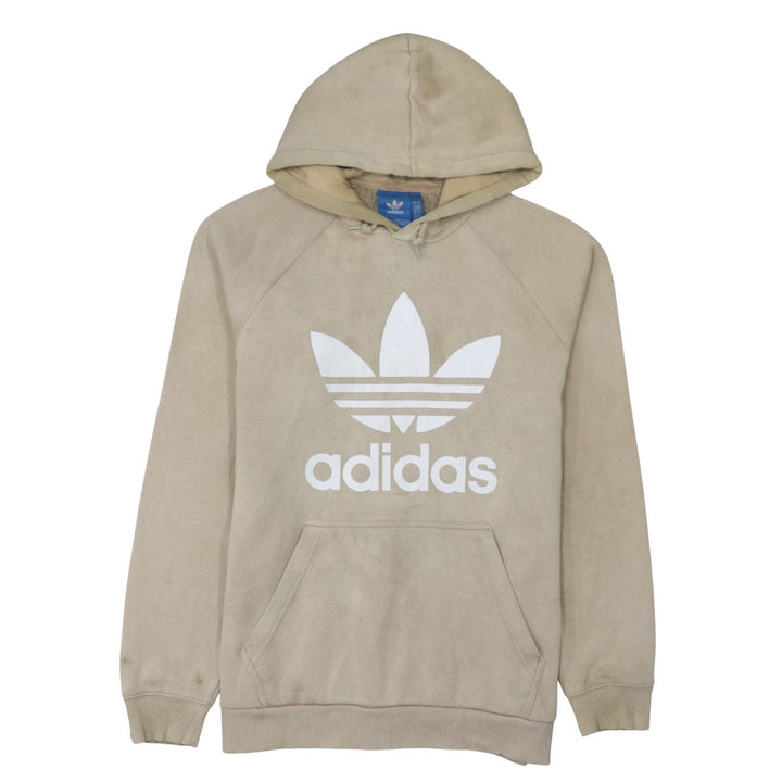 Adidas Men’s Beige Pullover Hoodie L Logo Graphic Cotton Blend