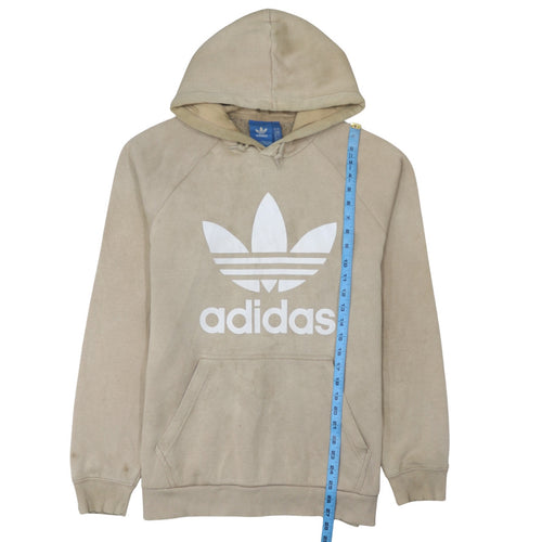 Adidas Men’s Beige Pullover Hoodie L Logo Graphic Cotton Blend