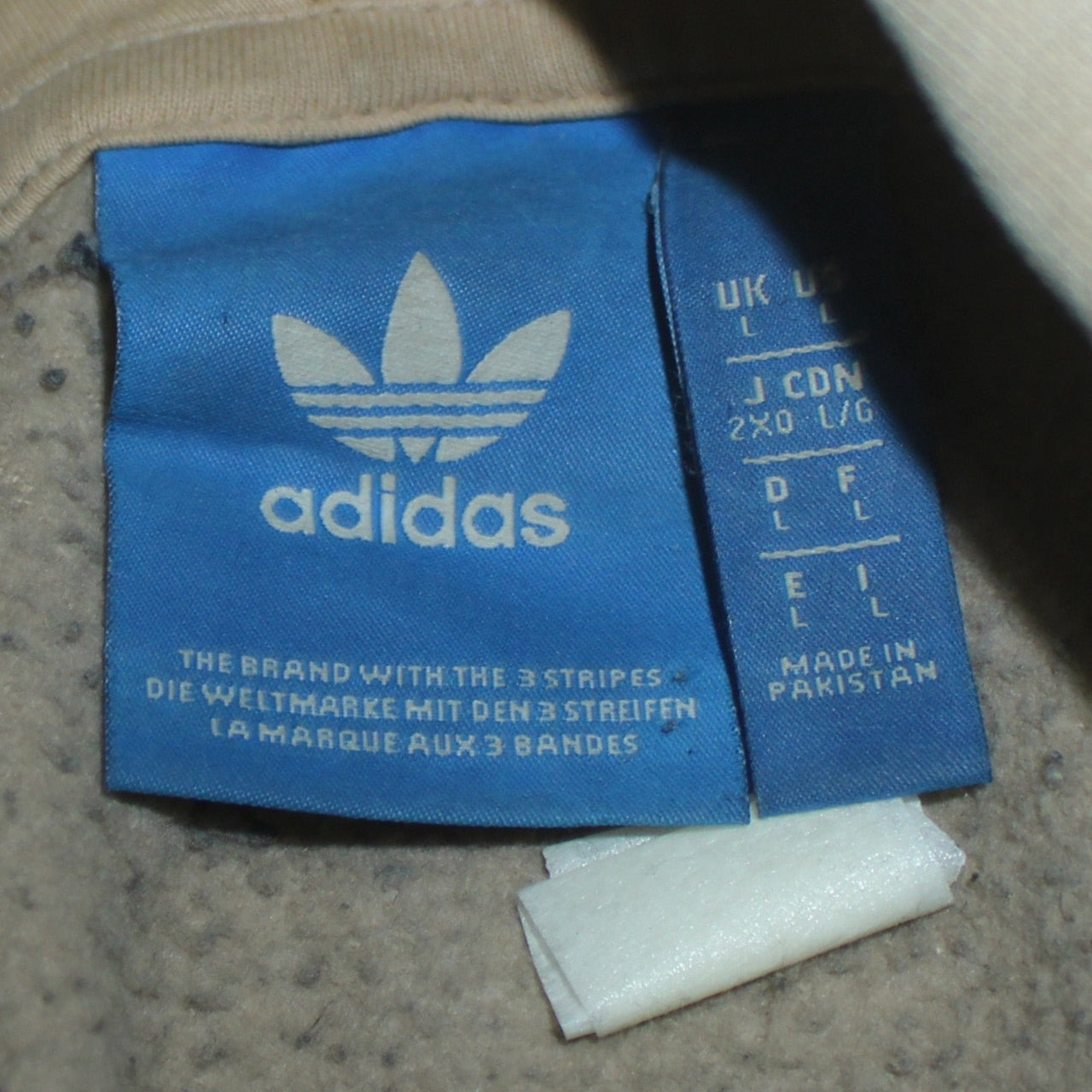 Adidas Men’s Beige Pullover Hoodie L Logo Graphic Cotton Blend
