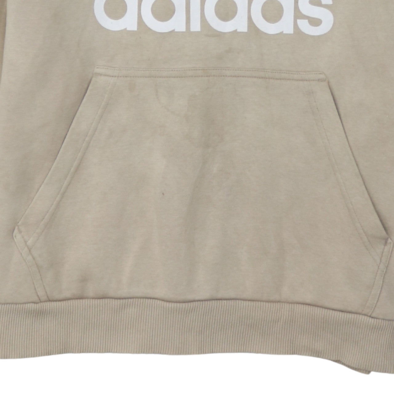 Adidas Men’s Beige Pullover Hoodie L Logo Graphic Cotton Blend