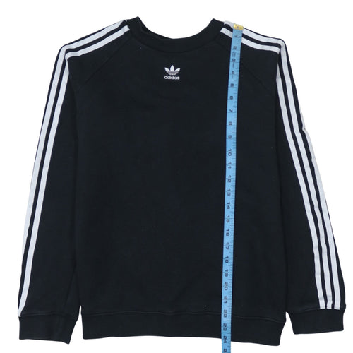 Adidas Womens Black Pullover Sweatshirt UK 14 Cotton Blend Crew Neck