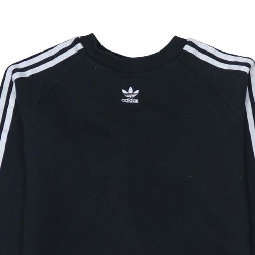 Adidas Womens Black Pullover Sweatshirt UK 14 Cotton Blend Crew Neck