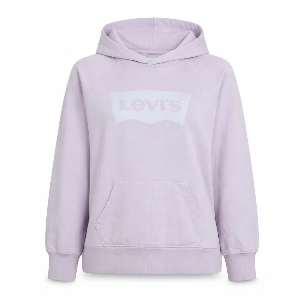 Front view of Levi's Women's Pink Pullover Hoodie Medium Logo Cotton Blend