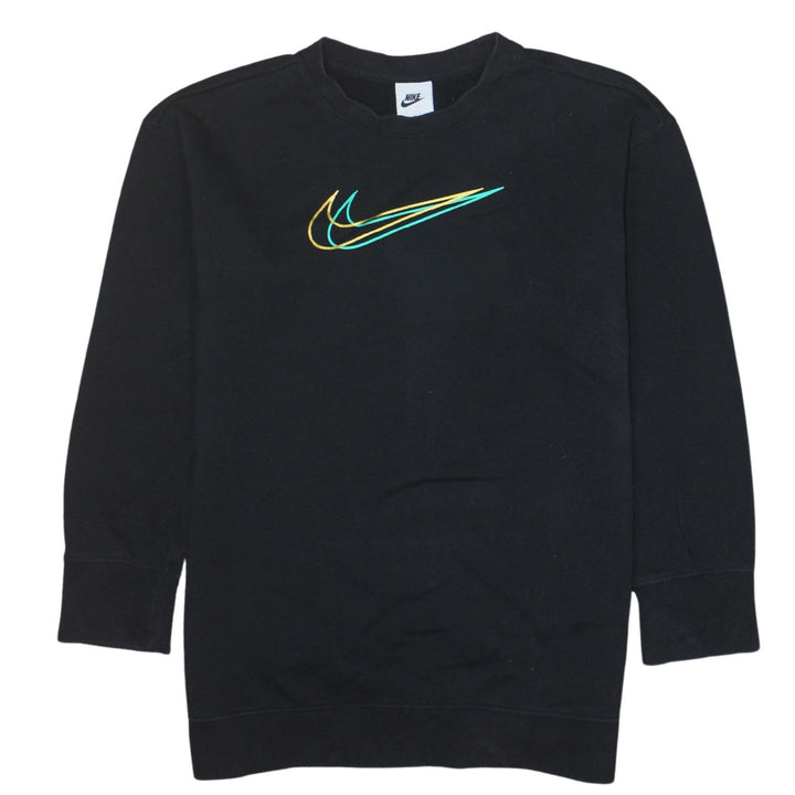 Nike Boys Black Large Sweatshirt with Multicoloured Swoosh Logo