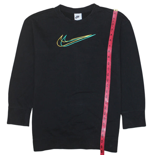 Nike Boys Black Large Sweatshirt with Multicoloured Swoosh Logo