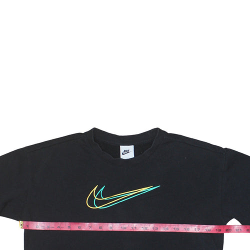 Nike Boys Black Large Sweatshirt with Multicoloured Swoosh Logo