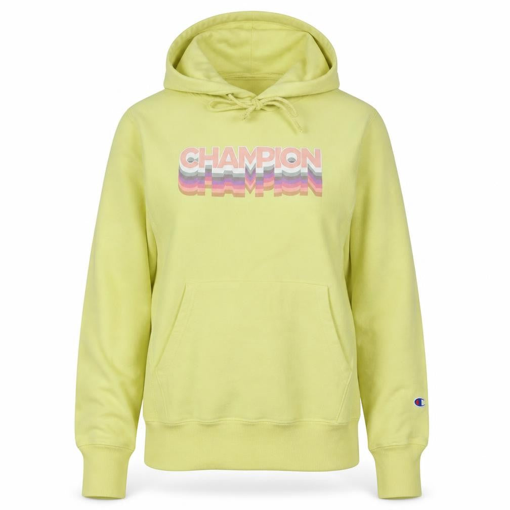 Champion Womens Yellow Small Reverse Weave Pullover Hoodie