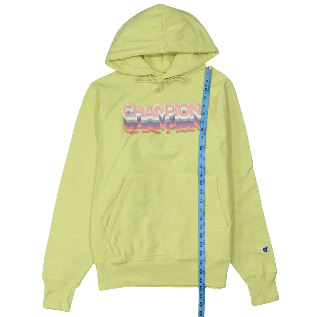 Champion Womens Yellow Small Reverse Weave Pullover Hoodie