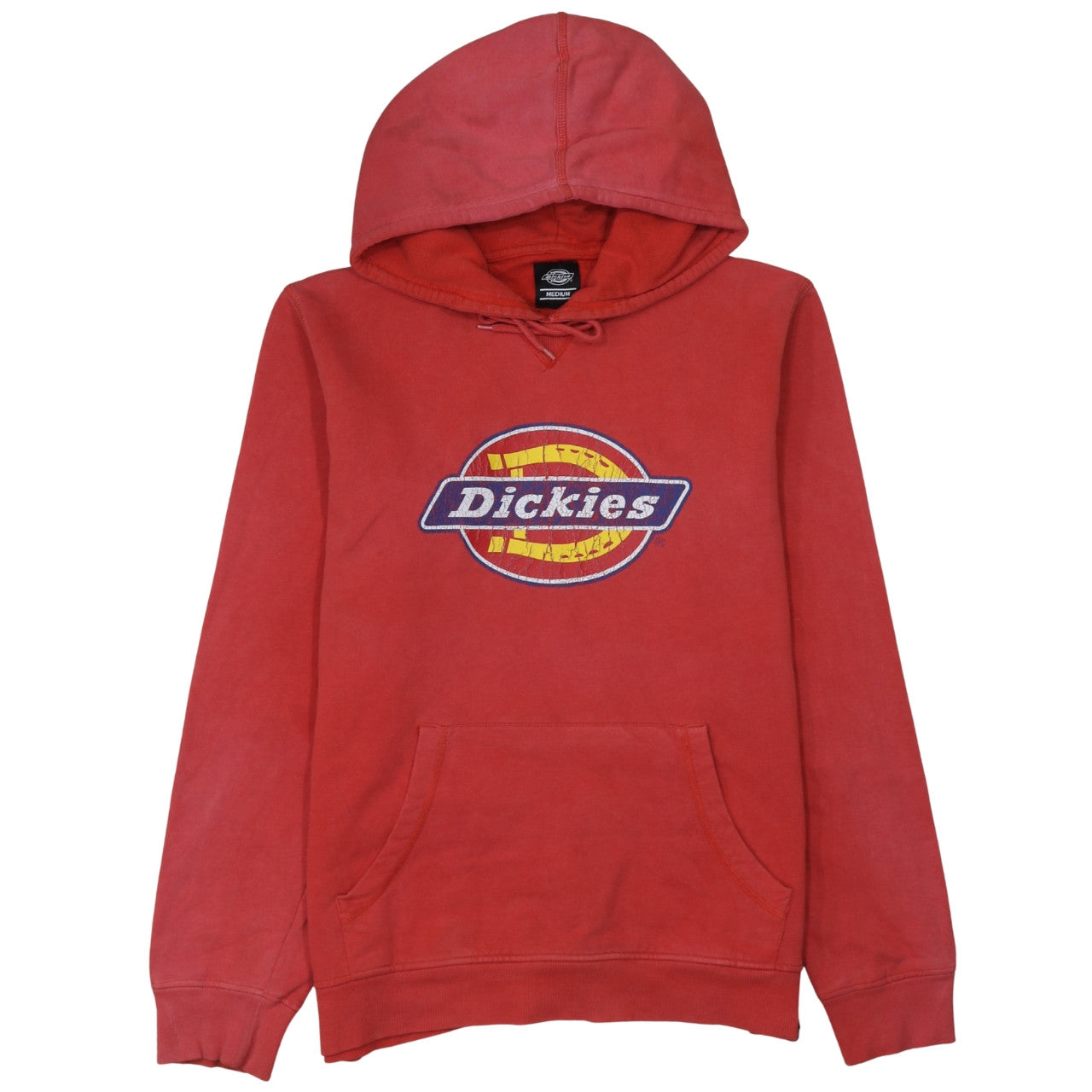 Dickies Mens Red Pullover Hoodie Medium Graphic Logo Cotton Blend