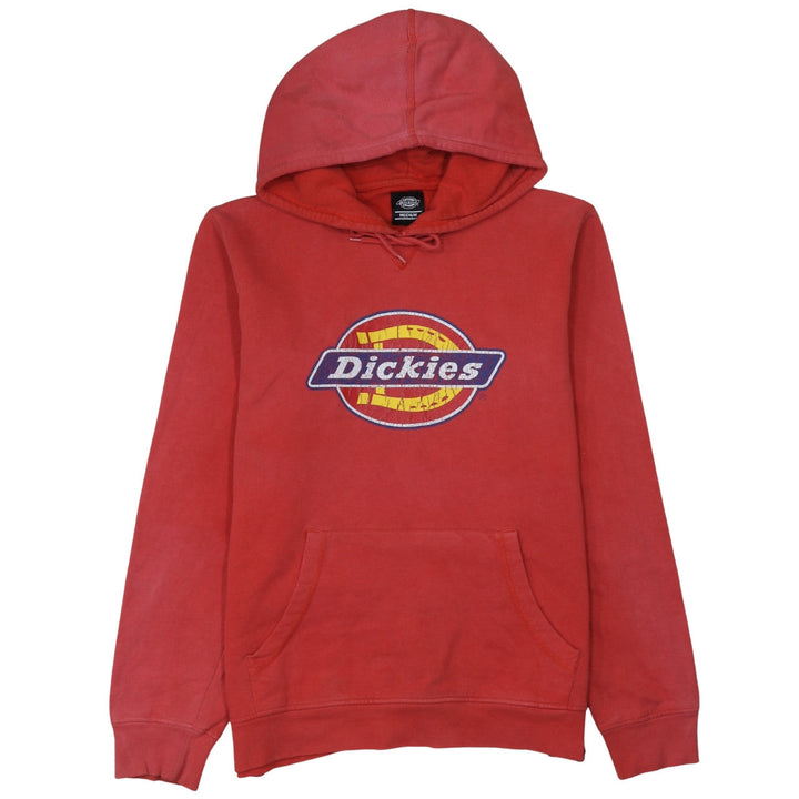Dickies Mens Red Pullover Hoodie Medium Graphic Logo Cotton Blend