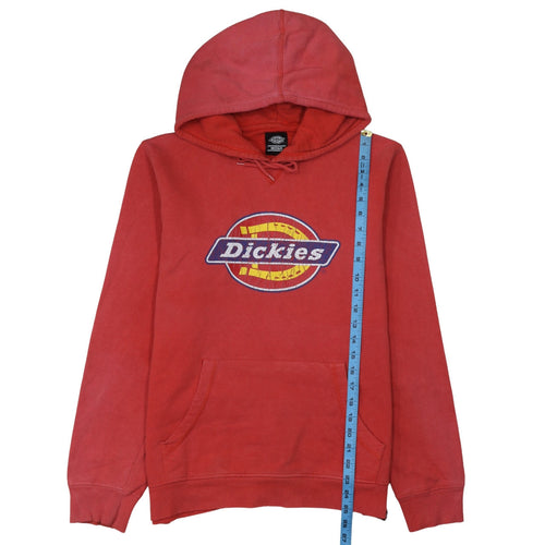 Dickies Mens Red Pullover Hoodie Medium Graphic Logo Cotton Blend