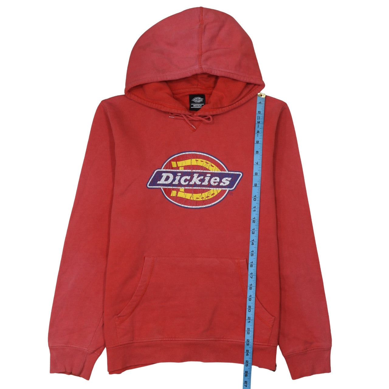 Dickies Mens Red Pullover Hoodie Medium Graphic Logo Cotton Blend