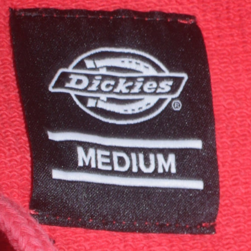 Dickies Mens Red Pullover Hoodie Medium Graphic Logo Cotton Blend