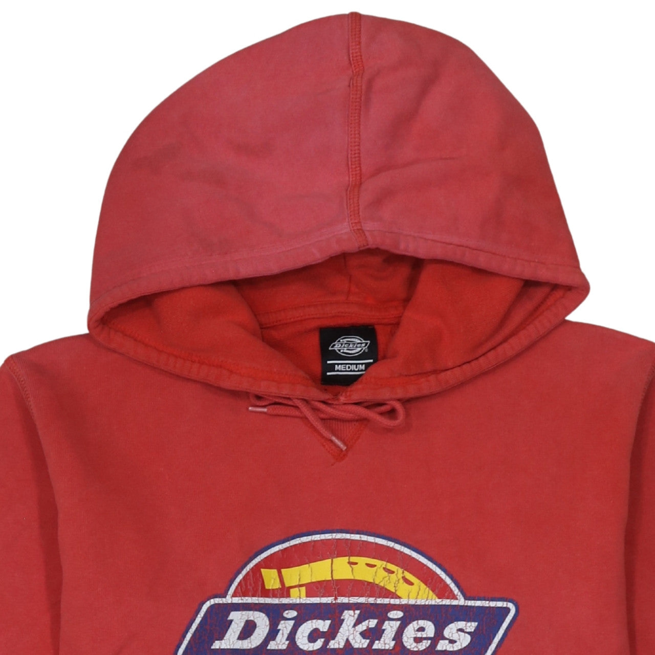 Dickies Mens Red Pullover Hoodie Medium Graphic Logo Cotton Blend