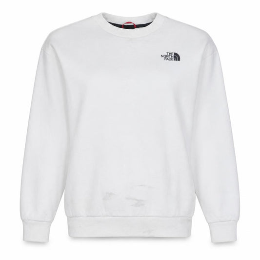 Front view of The North Face women’s white small pullover sweatshirt graphic print