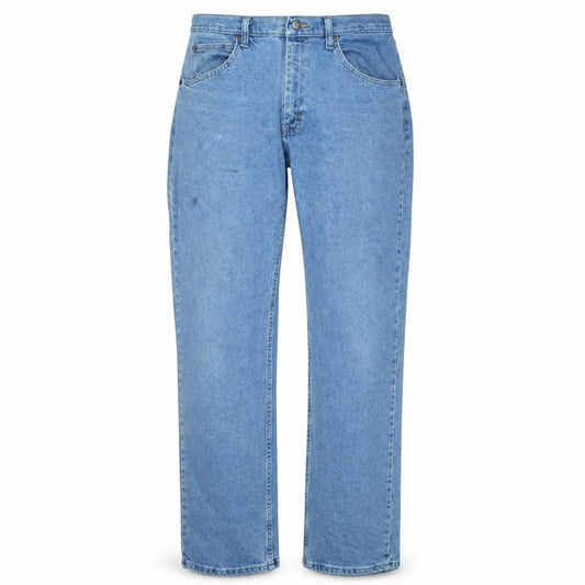 Front view of Wrangler Men's Blue 32x34 Straight Leg Light Wash Jeans