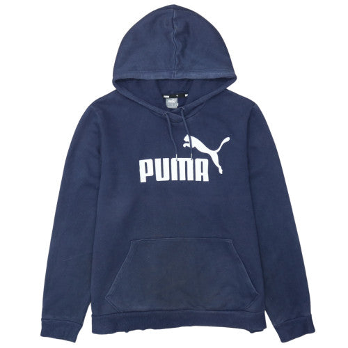 Puma Mens Blue Pullover Hoodie XL Logo Fleece Sweatshirt