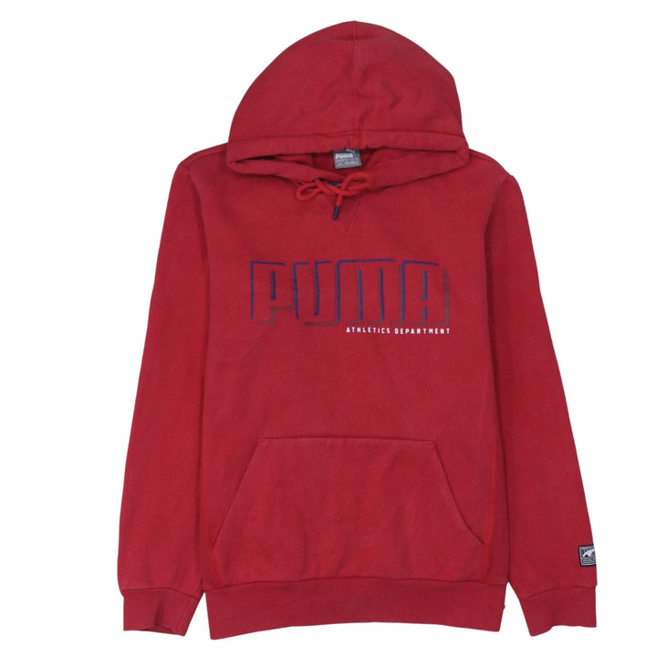 Puma Mens Red Pullover Hoodie Small Athletics Logo Fleece Sportswear
