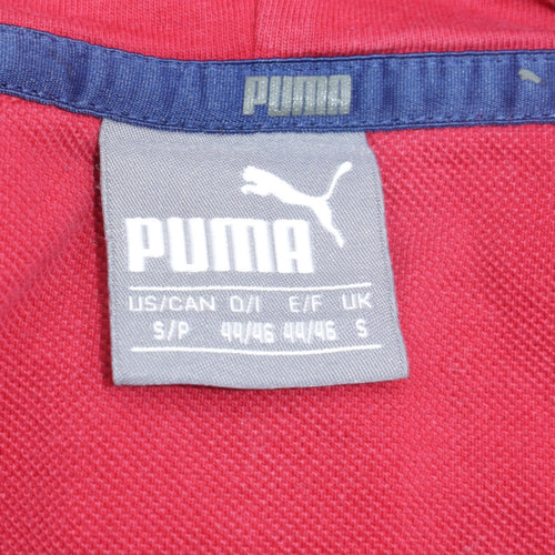 Puma Mens Red Pullover Hoodie Small Athletics Logo Fleece Sportswear