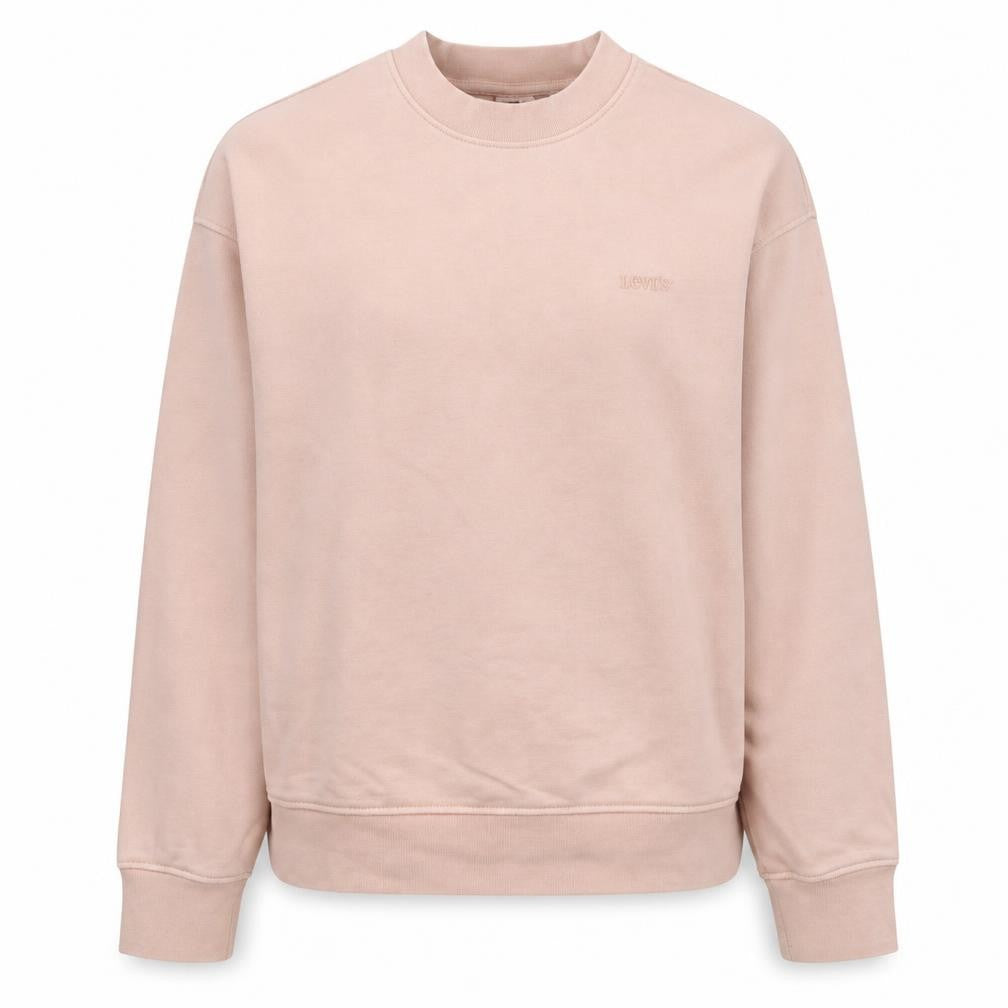 Front view of Levi's Women Pink Crew Neck Pullover Sweatshirt, size S, Cotton Blend