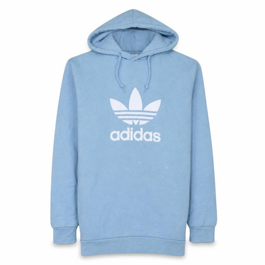 Front view of Adidas Men Blue Pullover Hoodie M Logo Sportswear