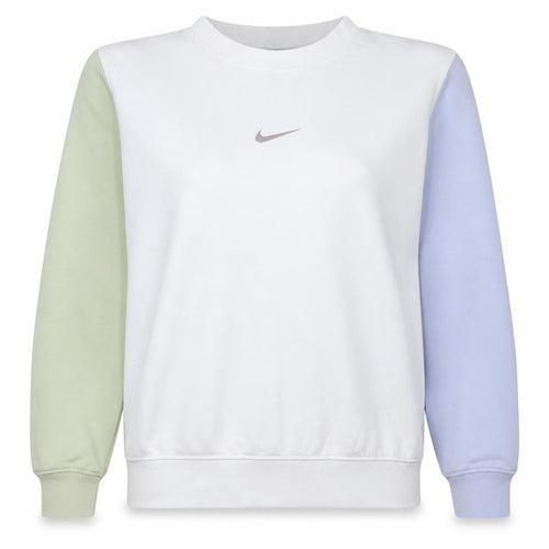 Nike Women White Colourblock Crew Neck Sweatshirt Size M 80s Style