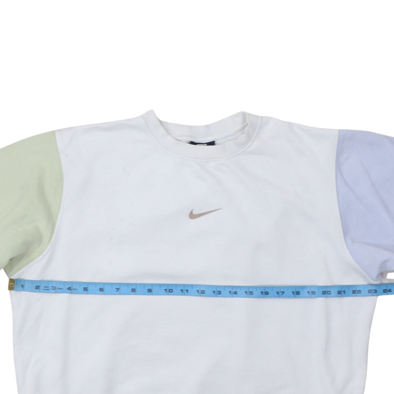 Nike Women White Colourblock Crew Neck Sweatshirt Size M 80s Style