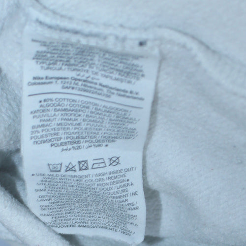Nike Women White Colourblock Crew Neck Sweatshirt Size M 80s Style