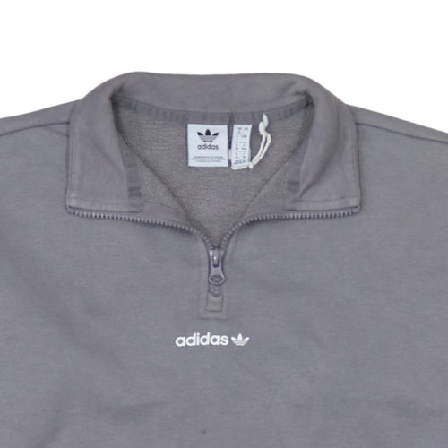 Adidas Women’s Grey 1/4 Zip Sweatshirt Size 14A Logo Print Pullover