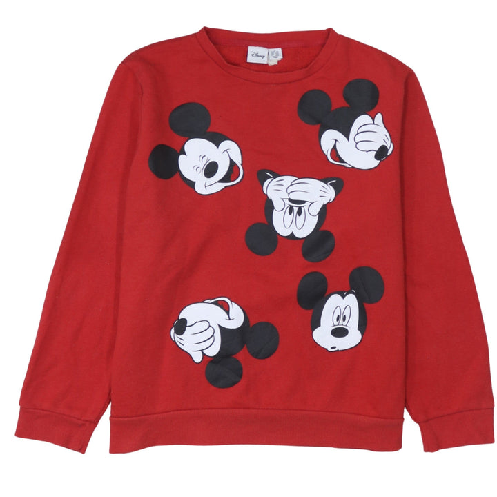 Disney Women Red Mickey Mouse Pullover Sweatshirt L