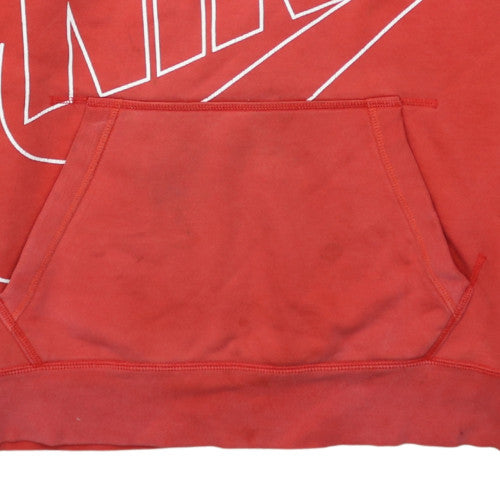 Nike Men's Red Pullover Hoodie Large Graphic Logo Fleece