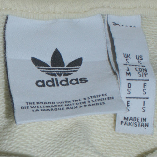 Adidas Men Beige Pullover Hoodie Size S Cotton Blend