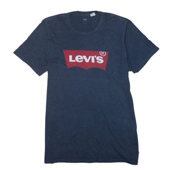 Levi's Men's Blue Graphic Logo Crew Neck Cotton T-Shirt Size M